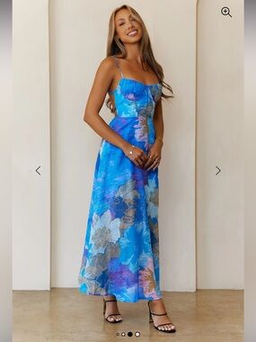 Hello Molly Blue Floral Spaghetti Strap Maxi Dress